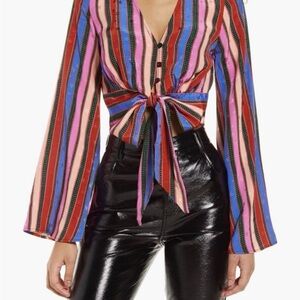 Topshop Knit Front Stripe Blouse